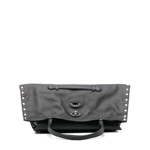ZANELLATO Structured Leather Top-Handle Handbag with Flap Closure Women BLACK
